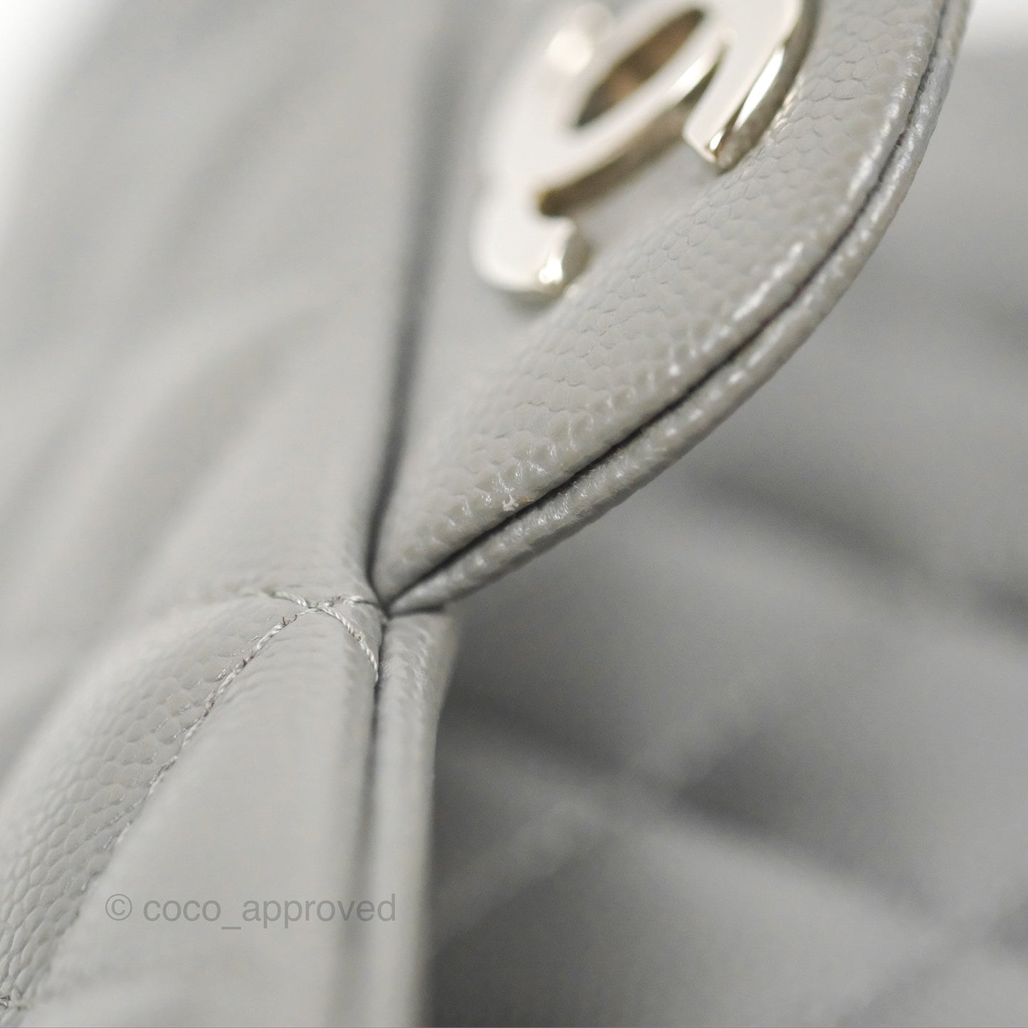 Chanel Quilted Mini Rectangular Flap Grey Caviar Silver Hardware 17B