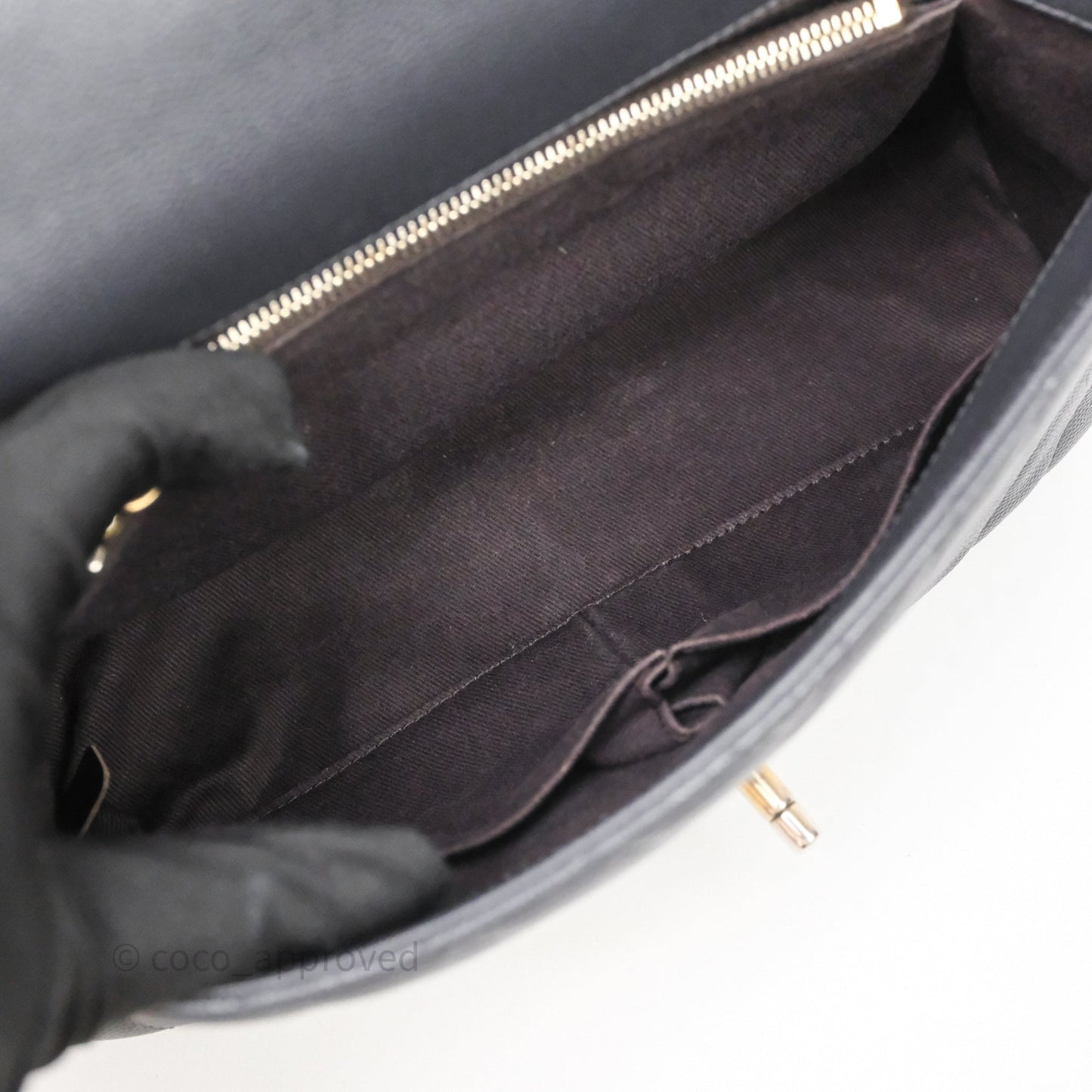 Chanel Medium Coco Handle Chevron Grey Bag Gold Hardware
