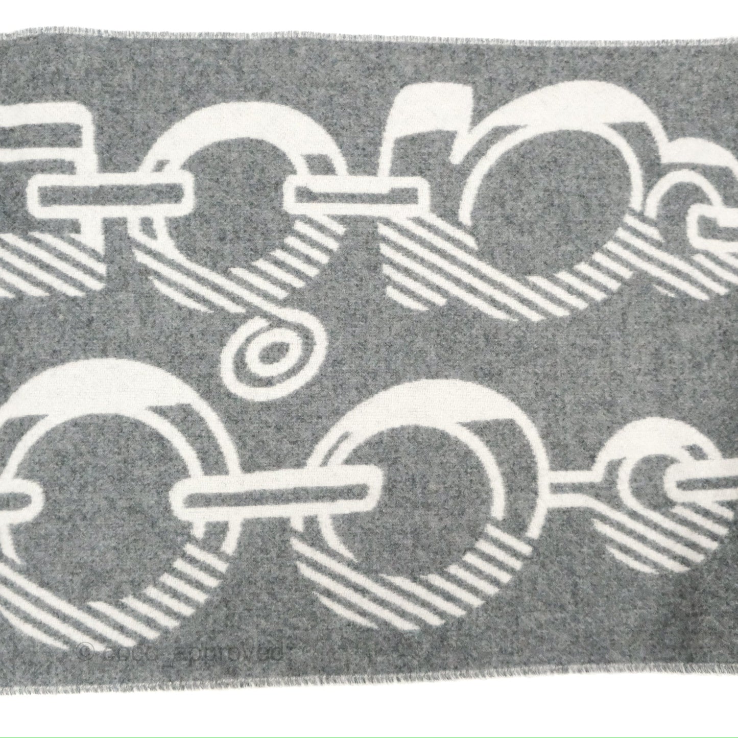 Hermes Casaque Do Re Boucles Muffler Ivoire / Gris Flanelle Cashmere
