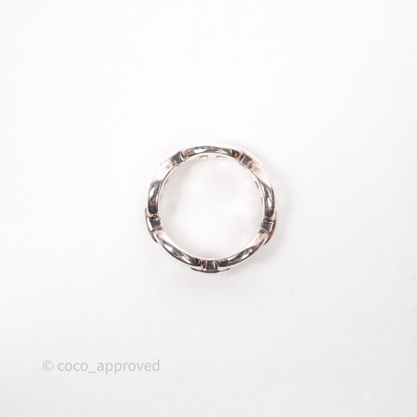 Hermès Sterling Silver PM Chaine d'Ancre Enchainee Band Ring Size 53