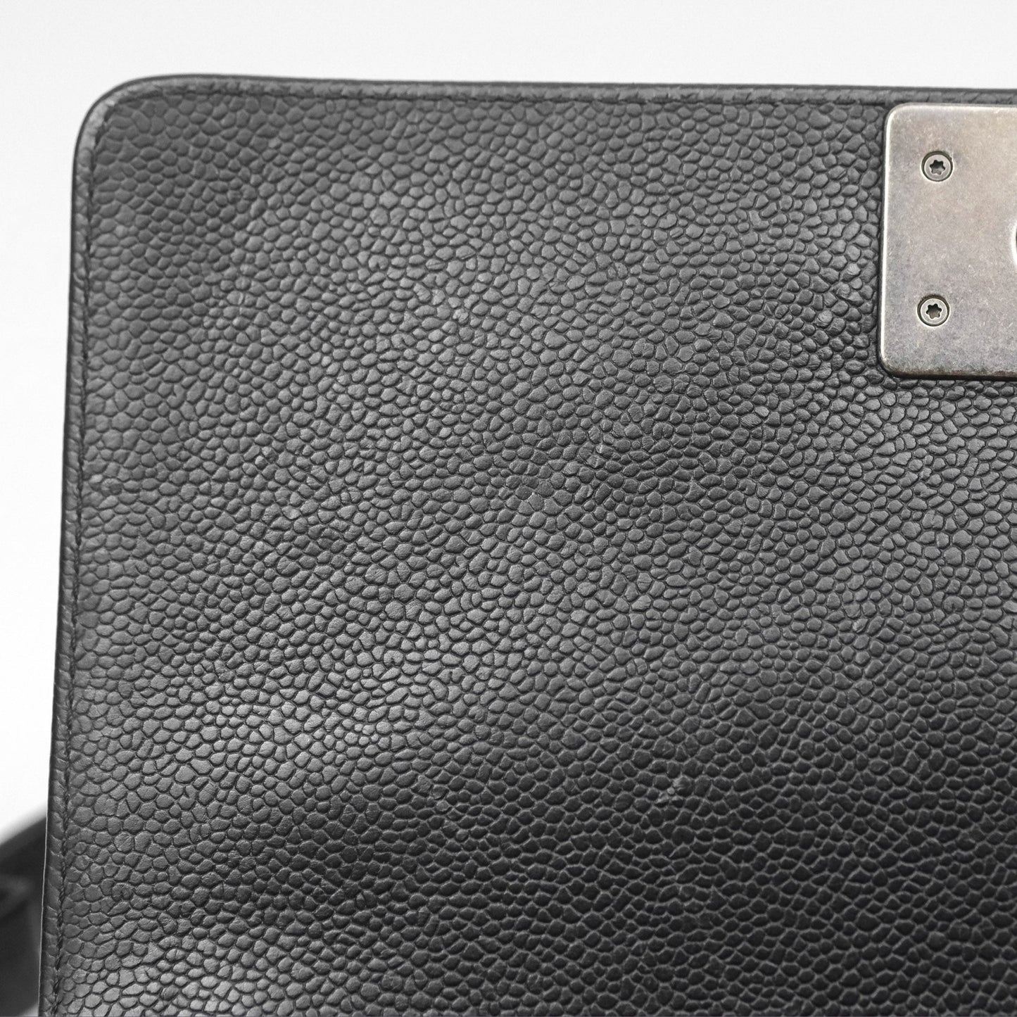 Chanel Medium Boy Chevron Black Caviar Ruthenium Hardware
