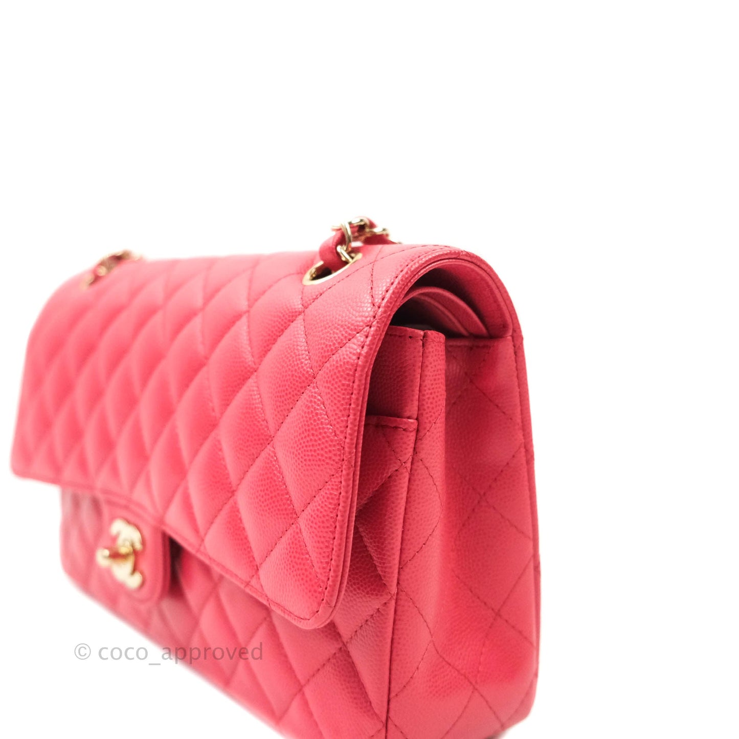 Chanel Classic M/L Medium Double Flap Dark Pink Caviar Gold Hardware
