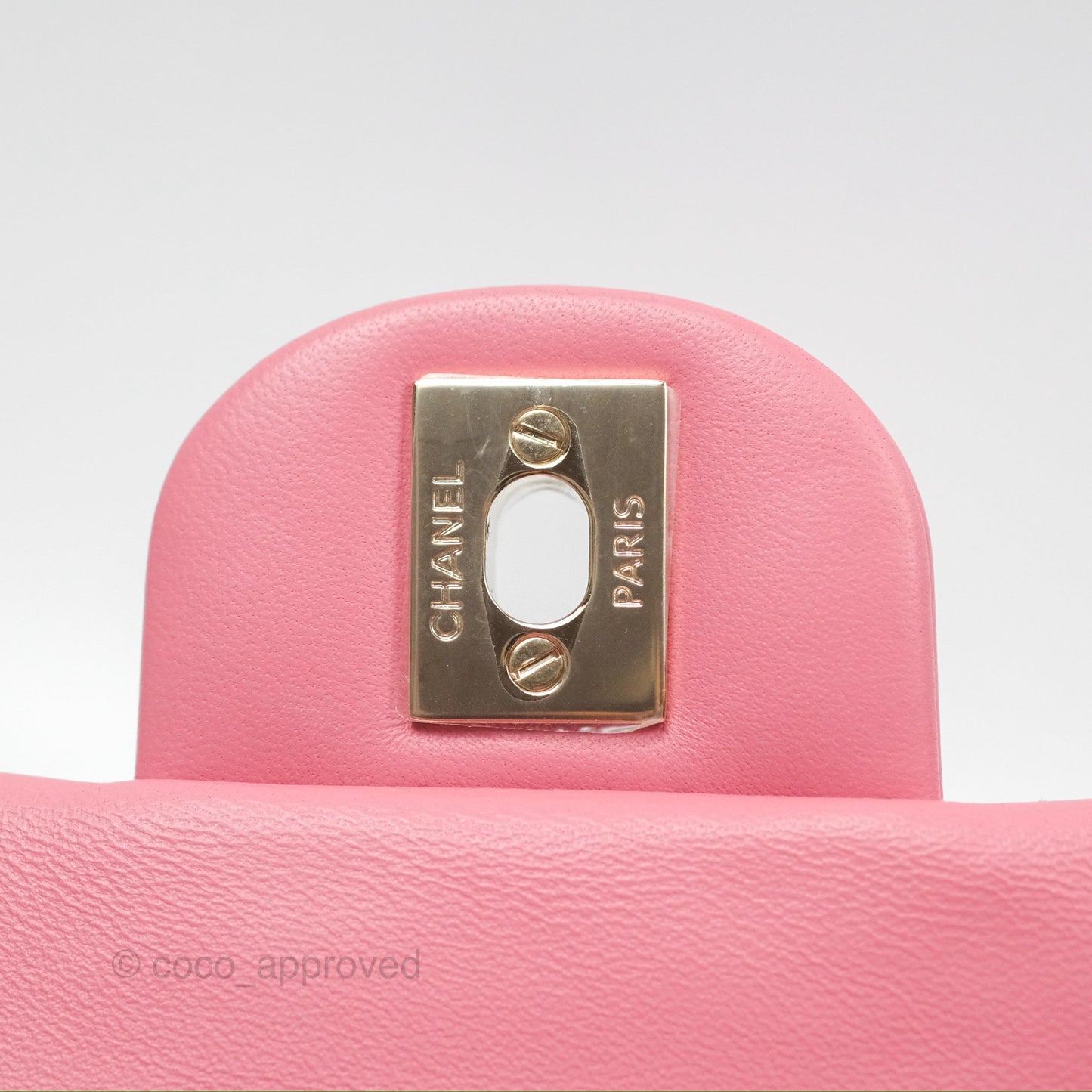 Chanel Top Handle Mini Rectangular Flap Bag Pink Lambskin Gold Hardware