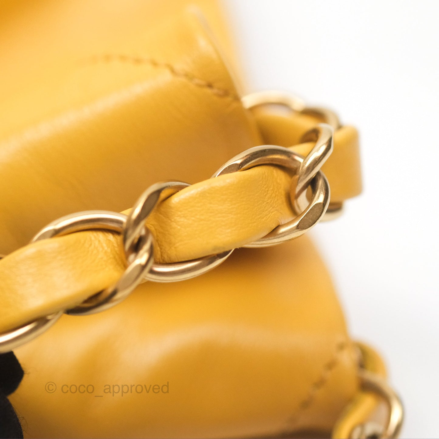Chanel 22 Small Mustard Yellow Shiny Aged Calfskin Aged Gold Hardware