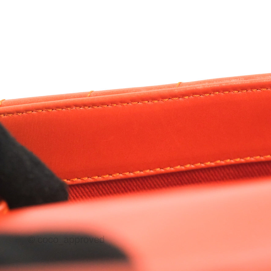 Chanel Chevron Small Coco Handle Dark Orange Shiny Aged Calfskin Aged Gold Hardware