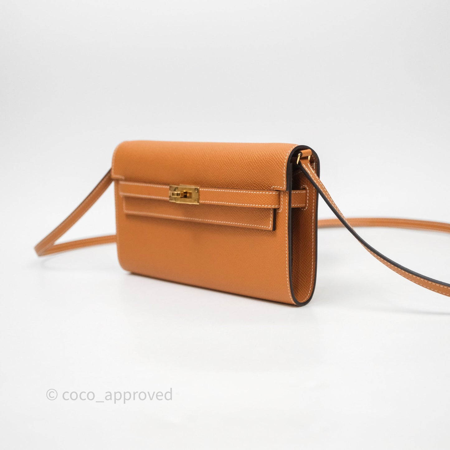 Hermès Kelly To Go Wallet Toffee 1H Epsom Gold Hardware