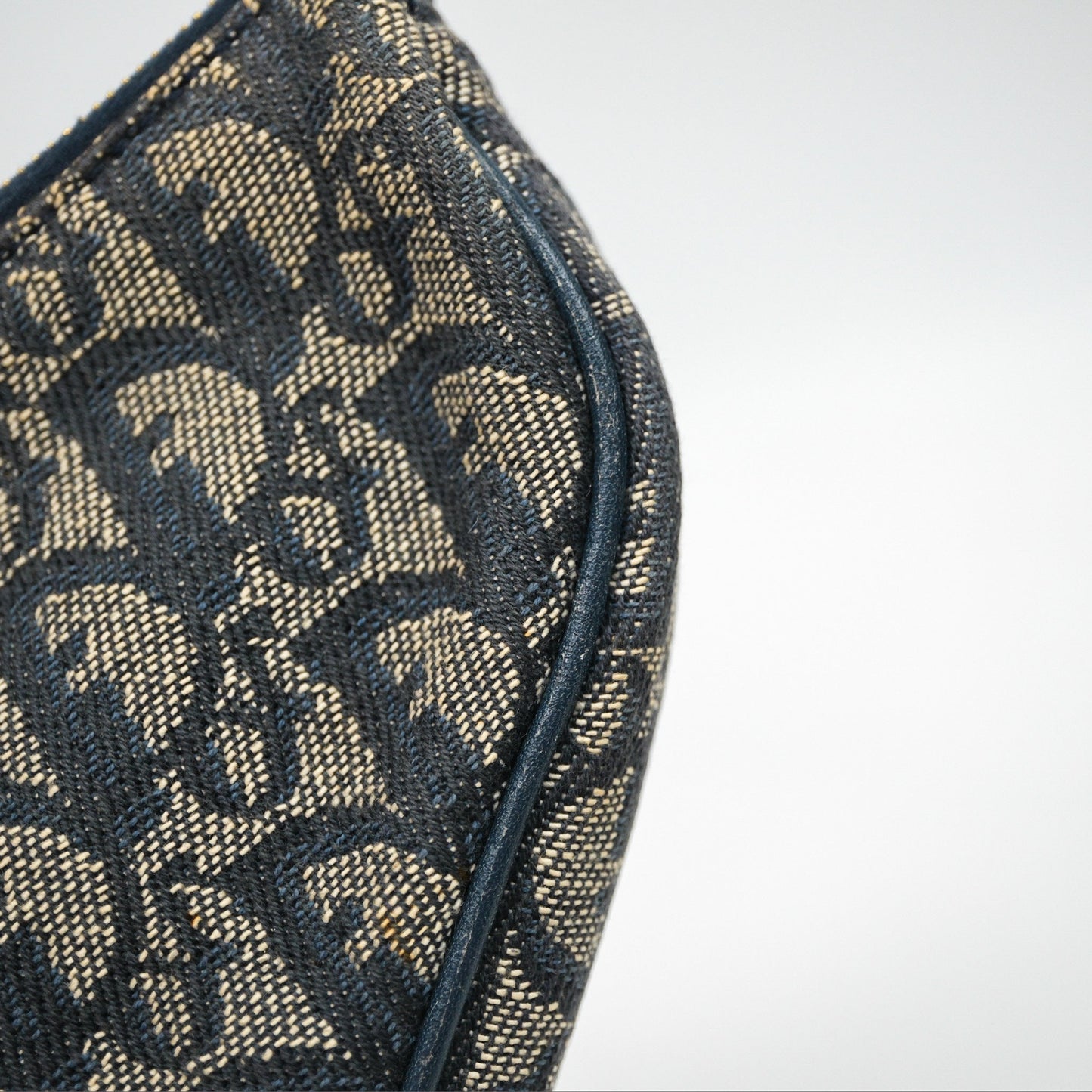 Christian Dior Vintage Mini Saddle Bag Blue Oblique Jacquard