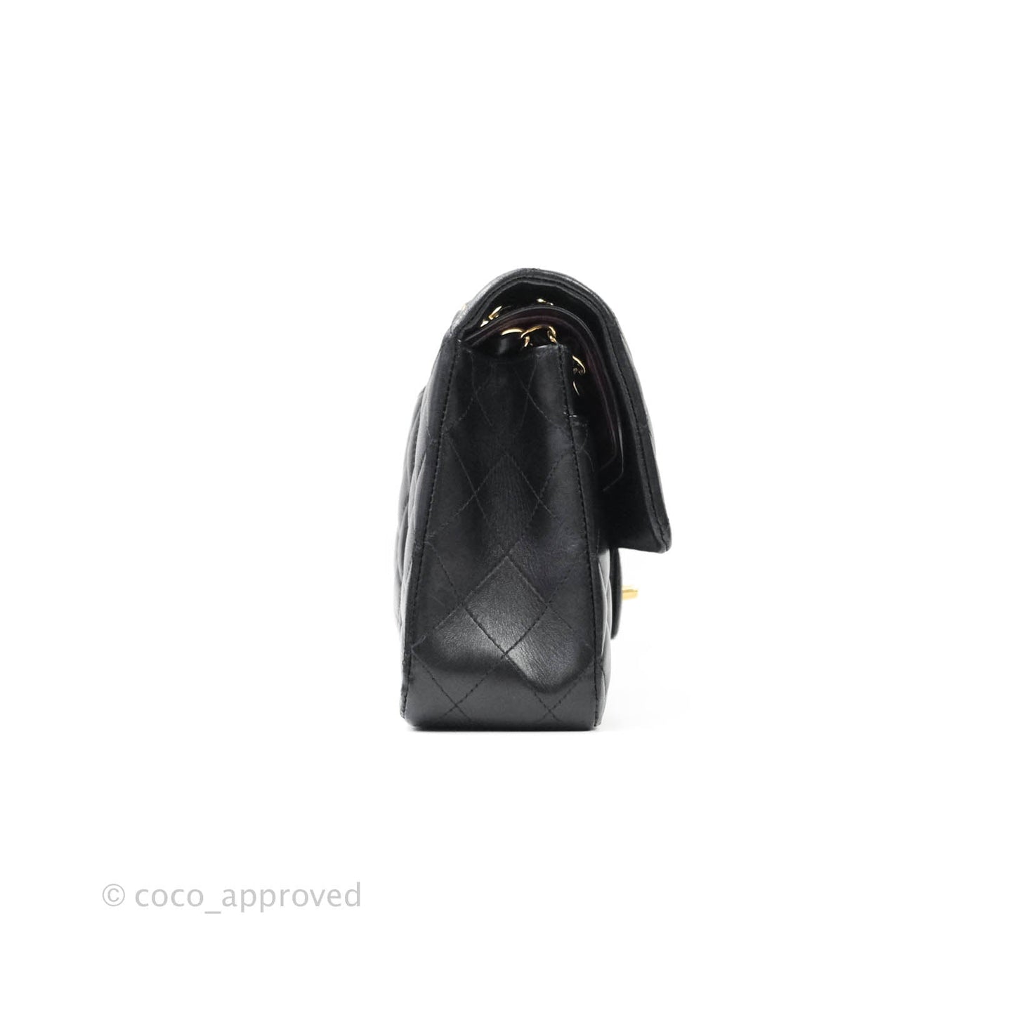 Chanel Classic M/L Medium Double Flap Black Lambskin Gold Hardware