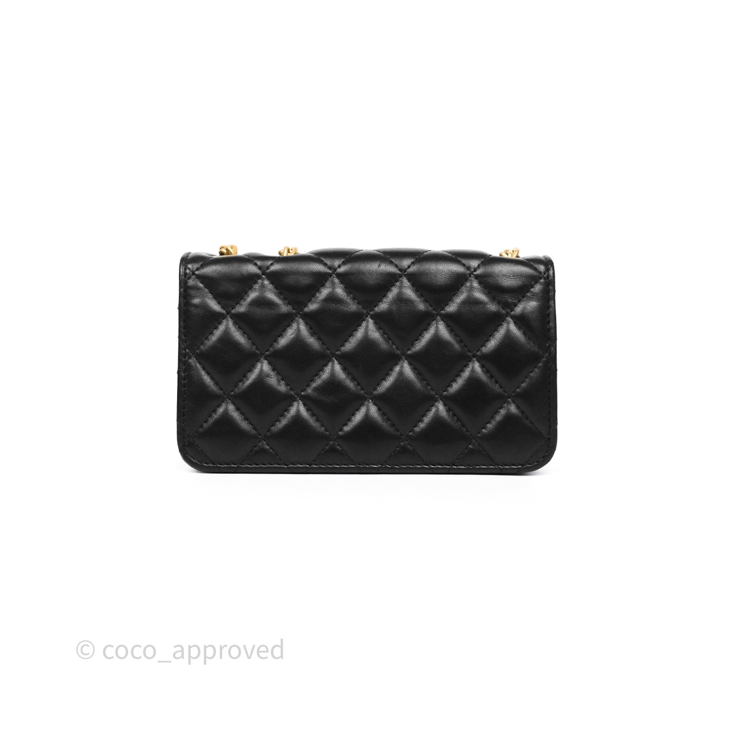 Chanel All Slide Adjustable Chain Phone Holder WOC Black Lambskin
