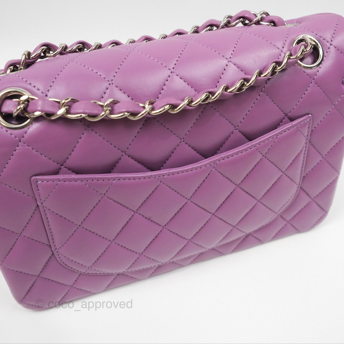 Chanel Small Classic Flap Quilted Purple Lambskin Silver Hardware