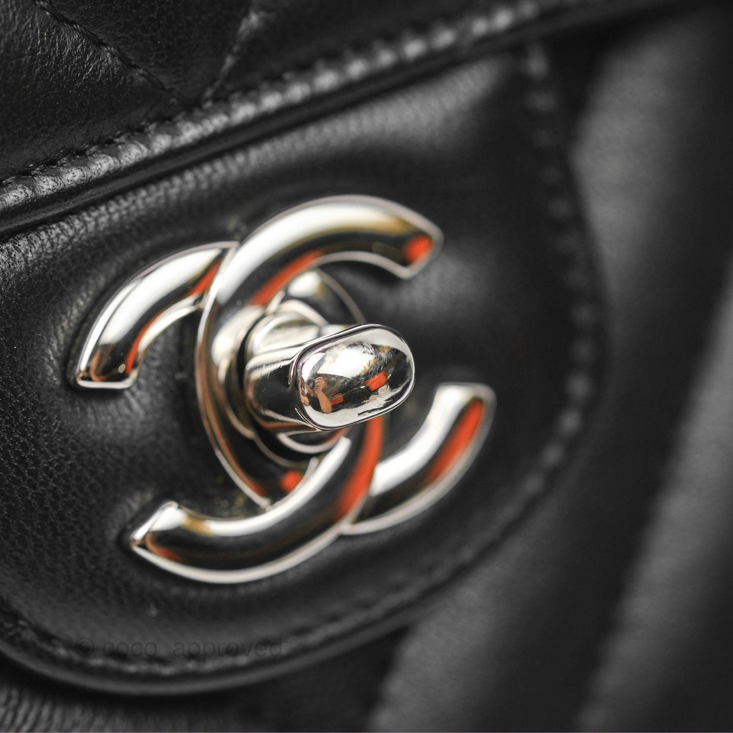 Chanel Small Classic Chevron Flap Black Lambskin Silver Hardware