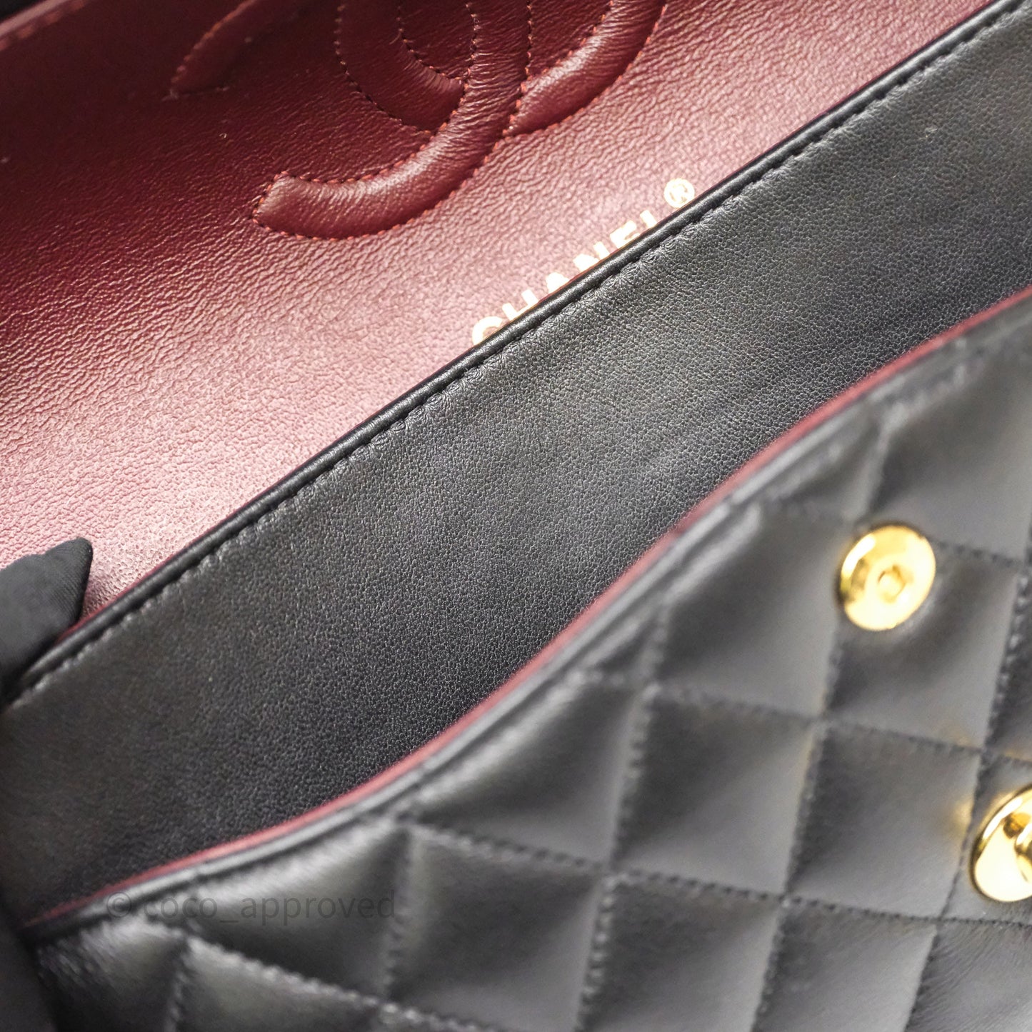 Chanel Classic M/L Medium Flap Quilted Black Lambskin Gold Hardware