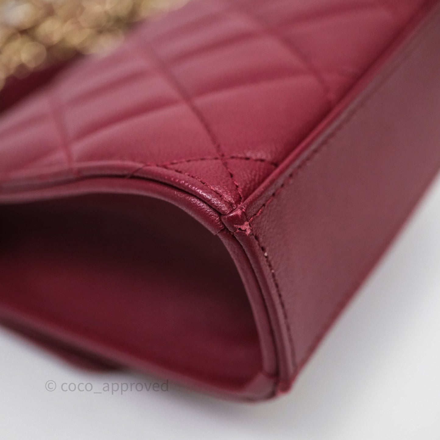 Chanel Mini Top Handle Flap Bag Red Lambskin Gold Hardware