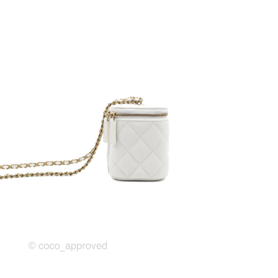 Chanel Classic Vanity with Chain White Caviar Gold Hardware