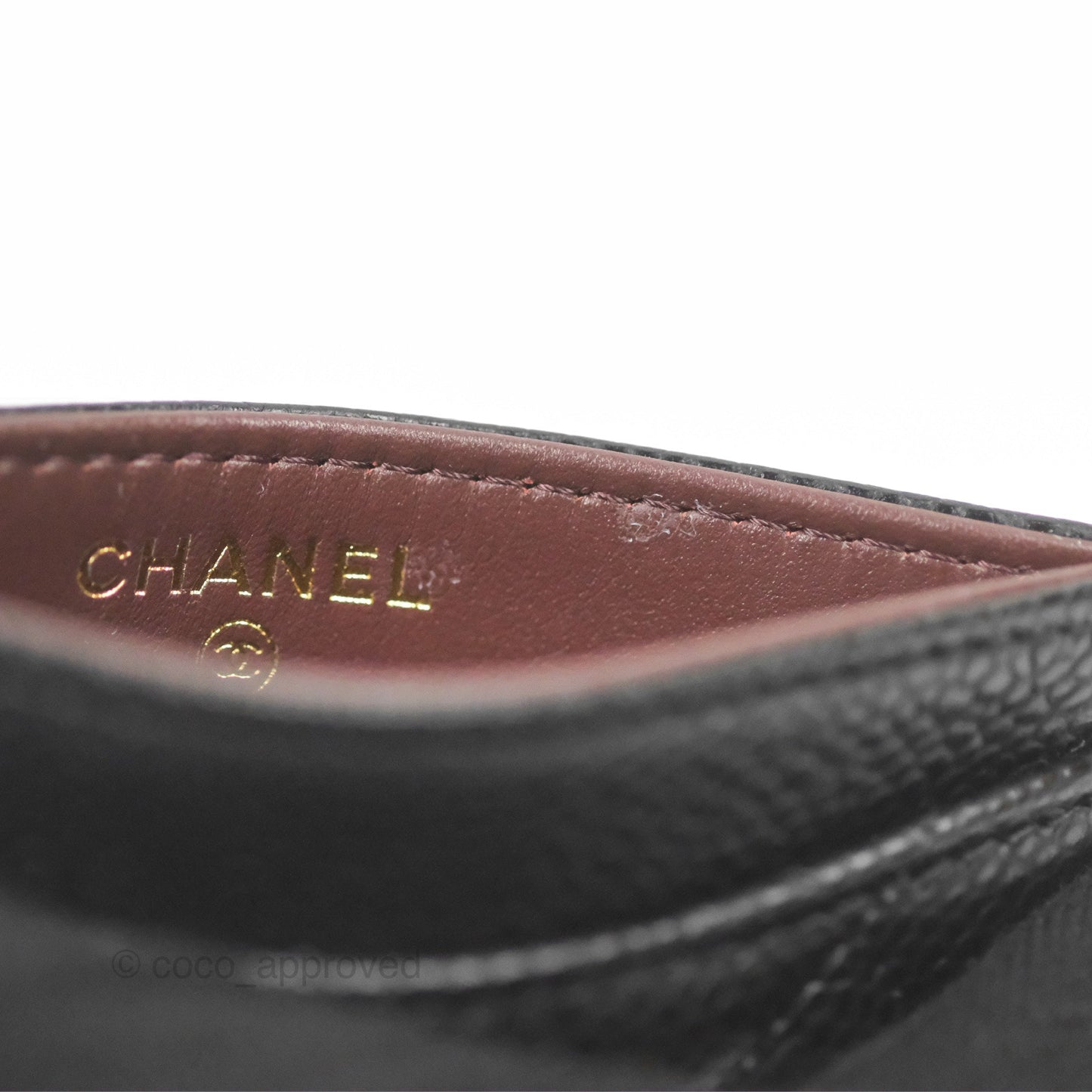 Chanel Classic Flat Card Holder Black Caviar Gold Hardware