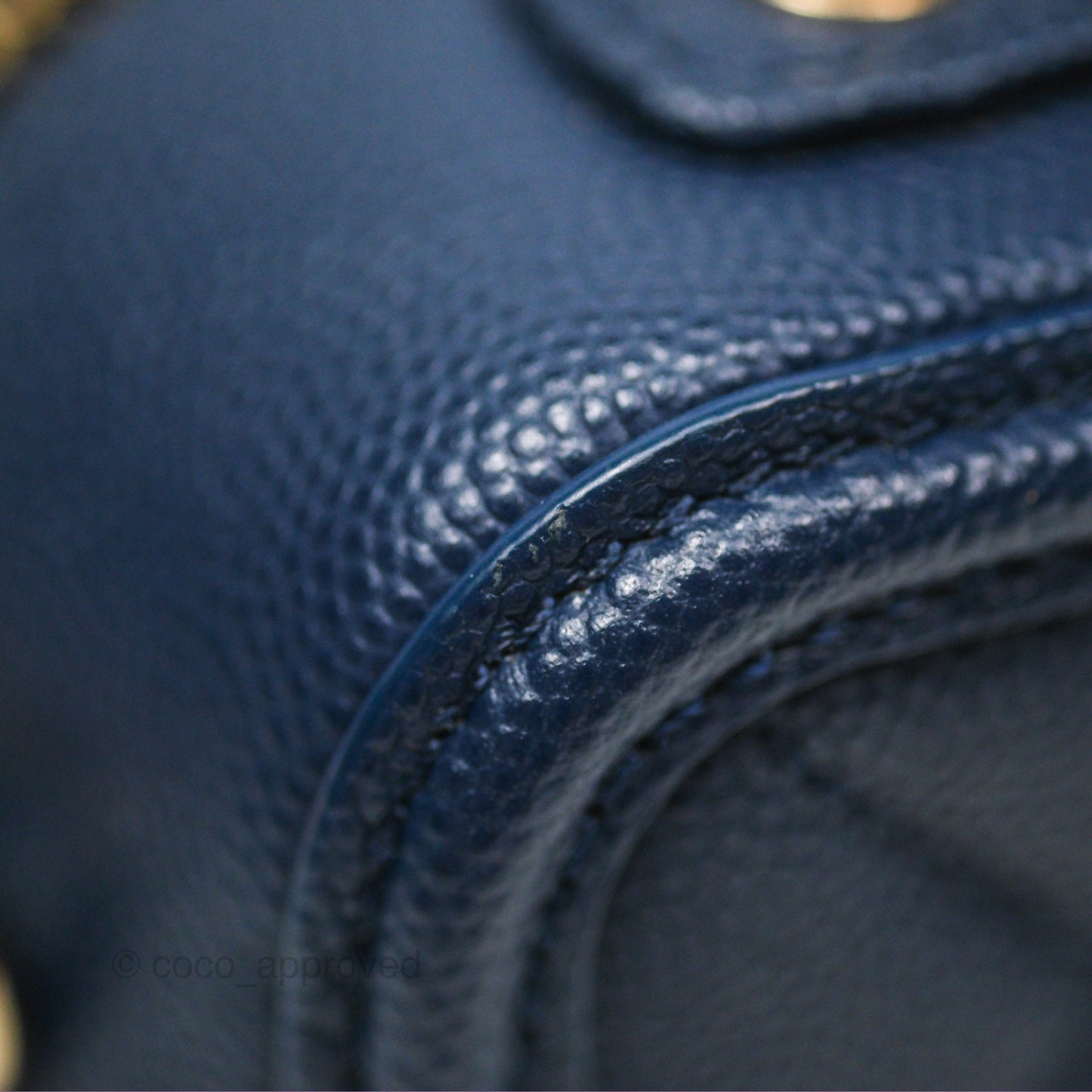 Chanel Quilted Small CC Filigree Vanity Case Navy Caviar Gold Hardware