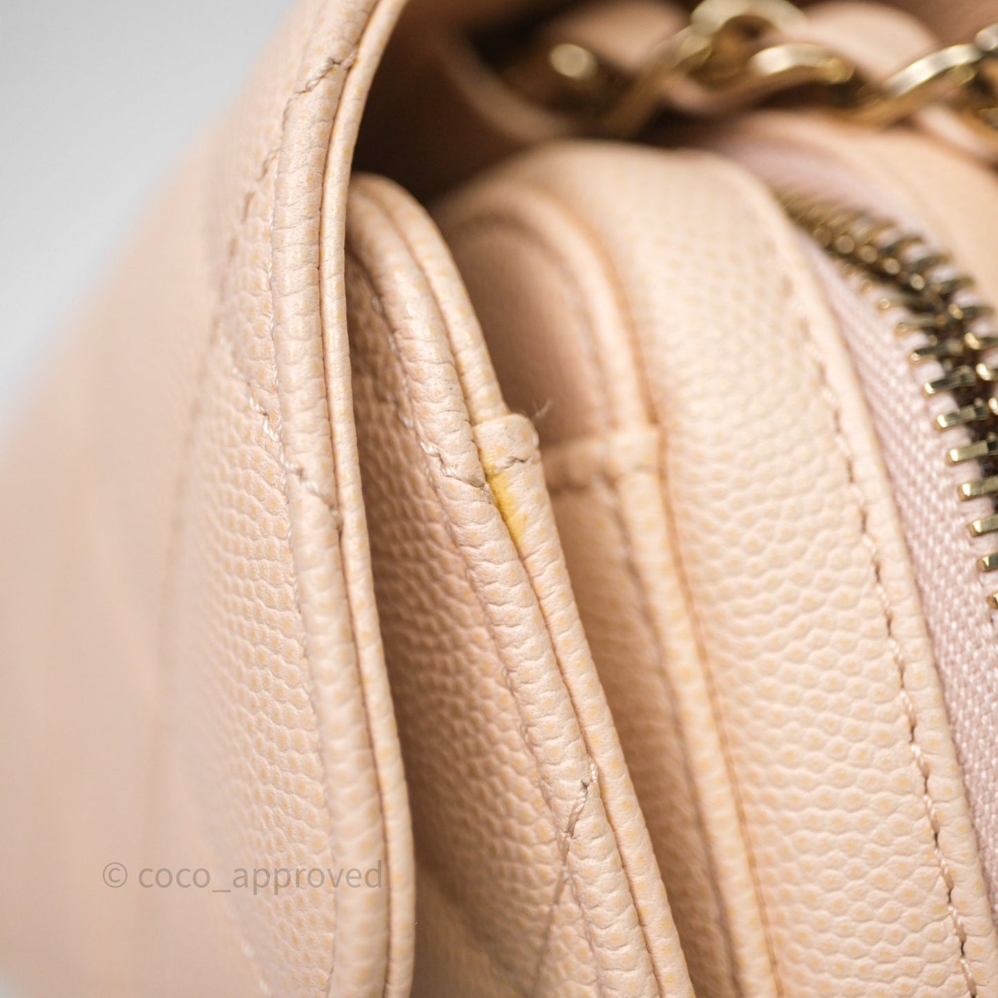 Chanel Small Like The Wallet Flap Quilted Light Beige Pink Caviar Gold Hardware 22C