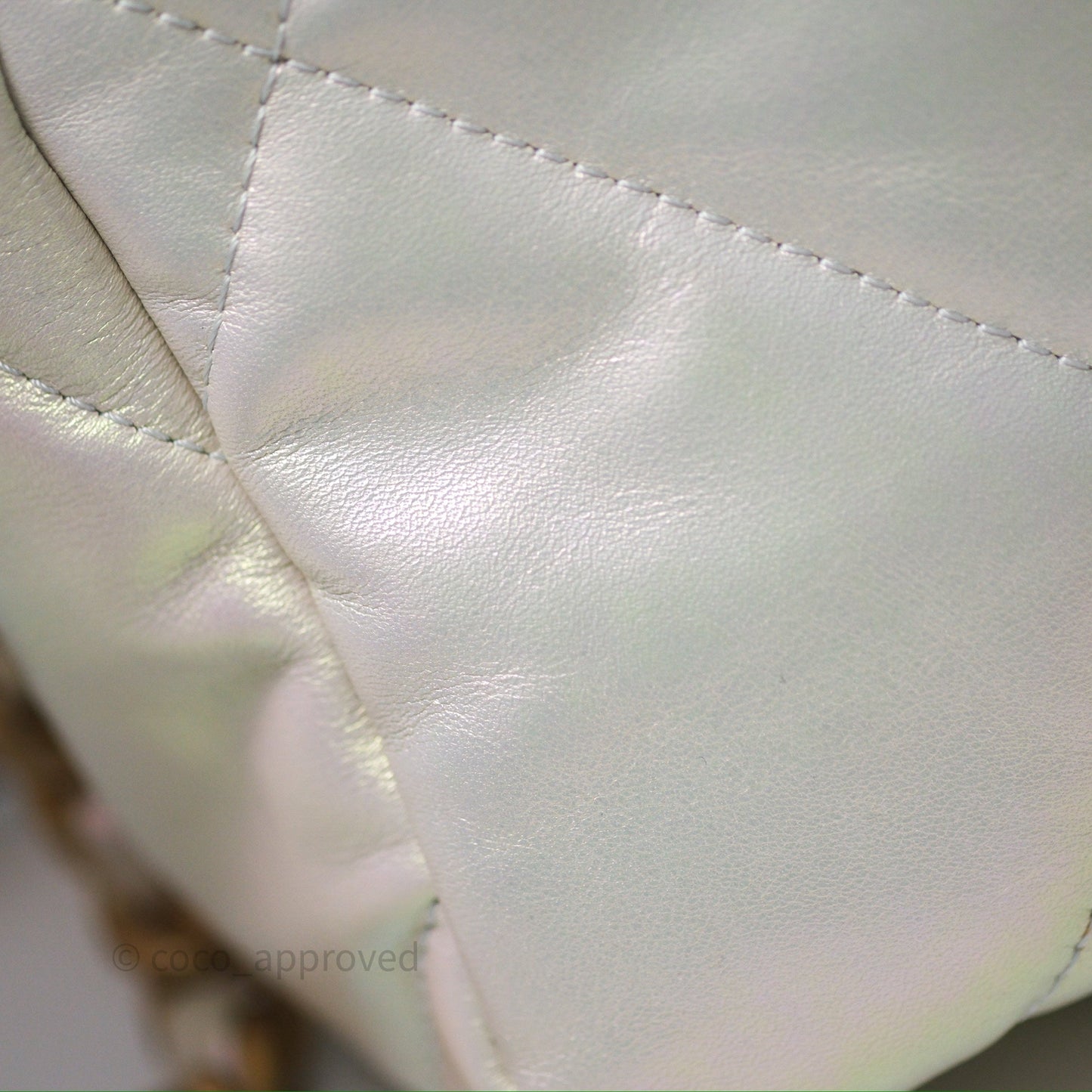 Chanel 19 Small Iridescent White Mixed Hardware