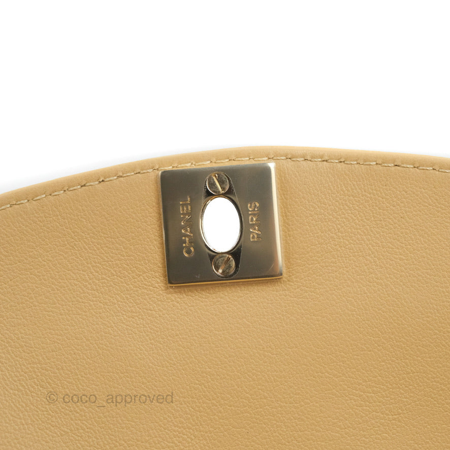 Chanel Calfskin Coco Vintage Camera Case Beige Gold Hardware
