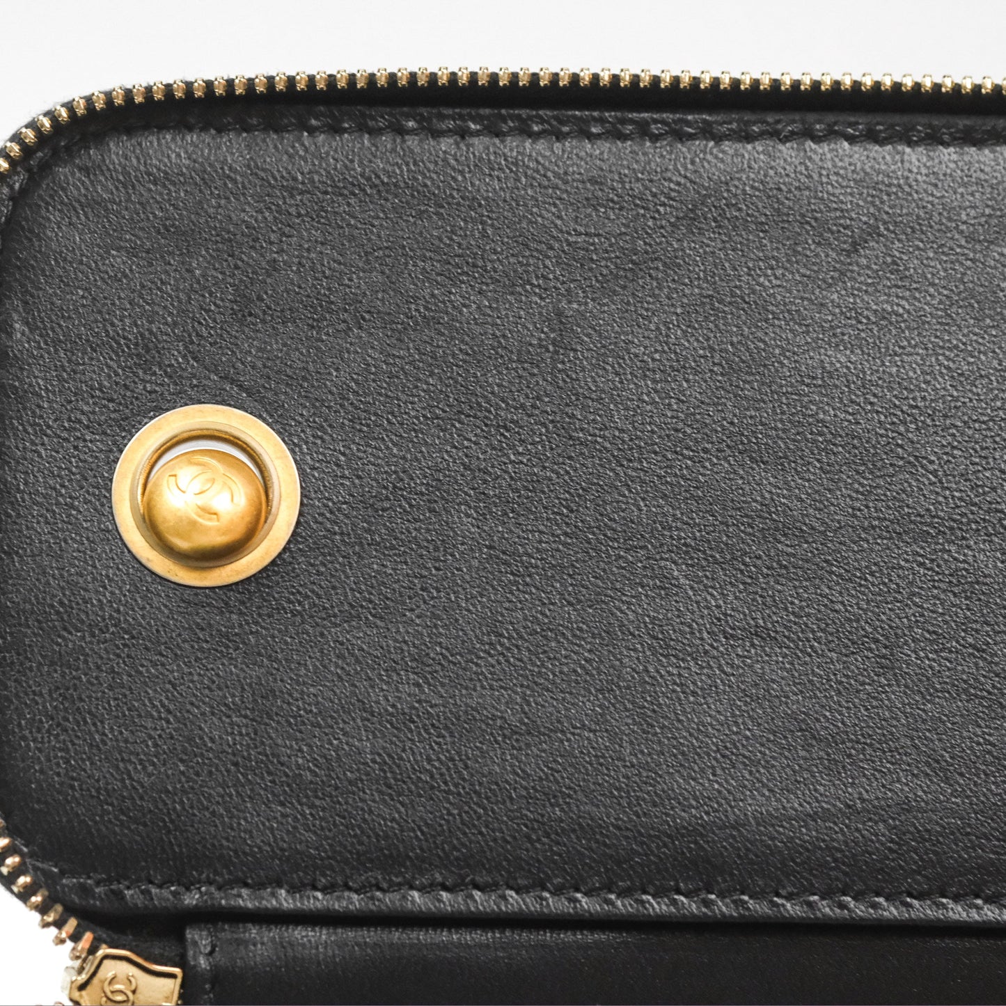 Chanel All Slide Vanity with Adjustable Chain Black Lambskin Aged Gold Hardware