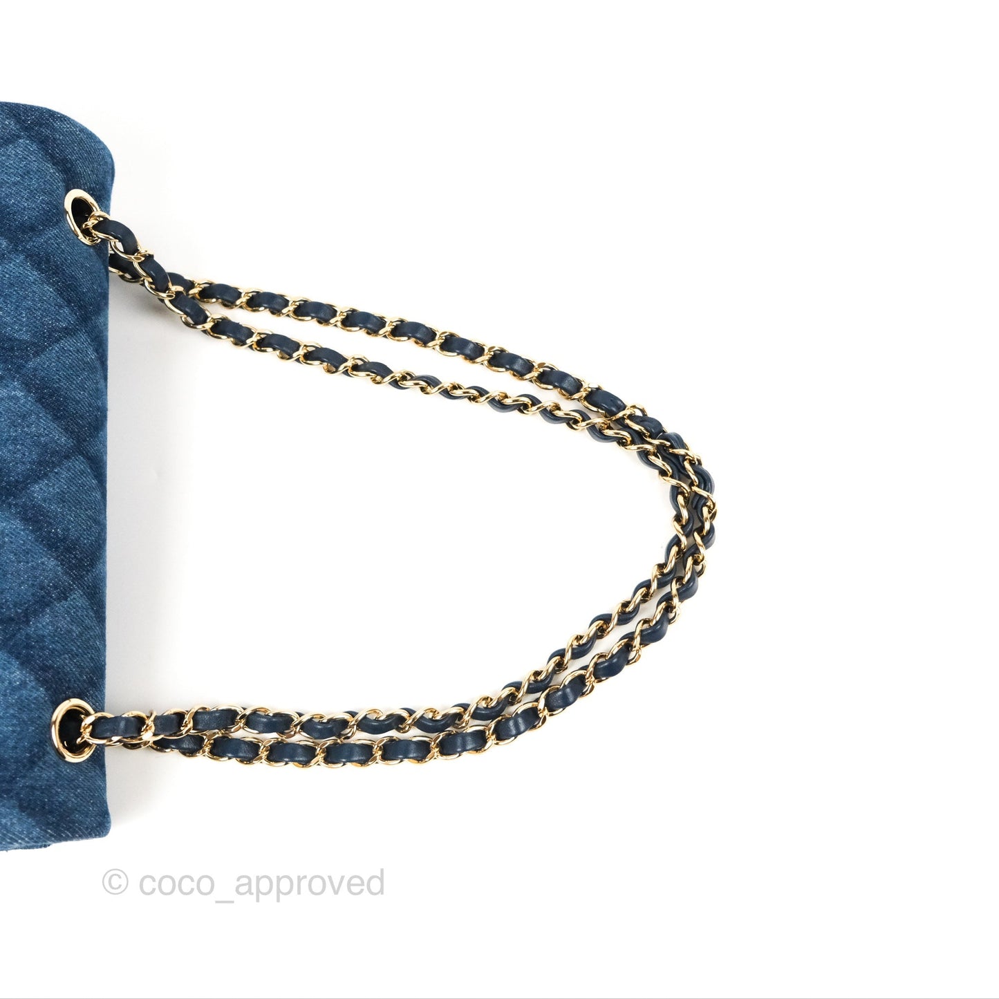 Chanel M/L Quilted Medium Double Flap Dark Blue Printed Denim 22B