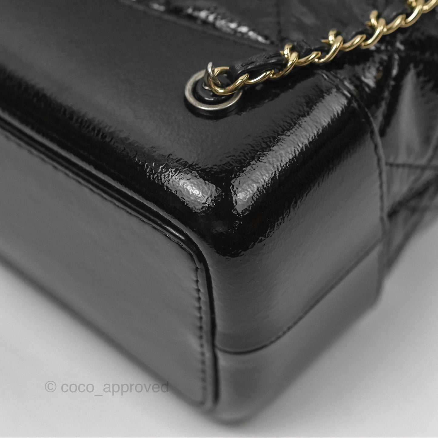 Chanel Small Gabrielle Backpack Black Patent Goatskin