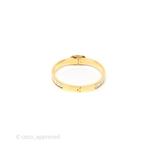 Hermes Mini Clic Chaîne d'Ancre Maillon Bracelet Orfèvre Jaune Or / Blanc