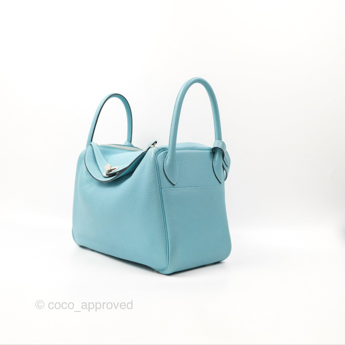 Hermès Lindy 30 Bleu Atoll Clemence Palladium Hardware