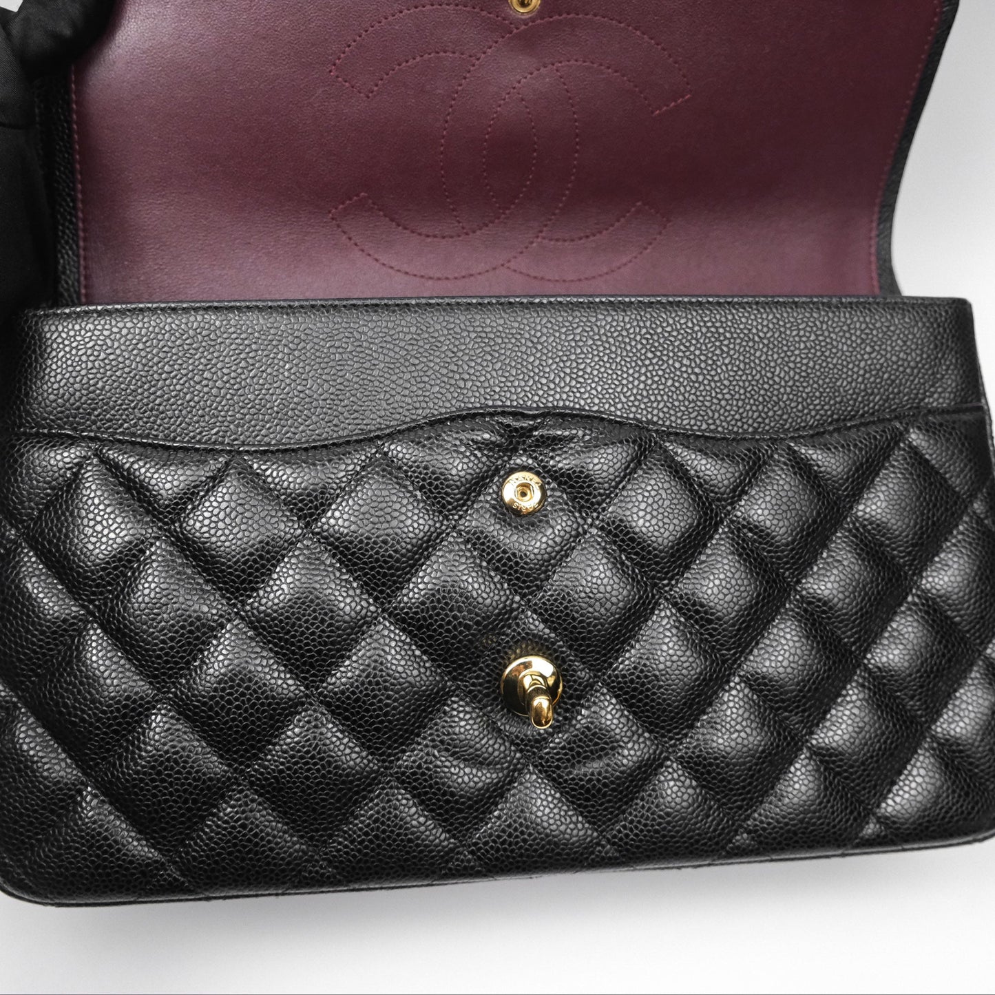 Chanel Jumbo Double Flap Black Caviar Gold Hardware⁣⁣
