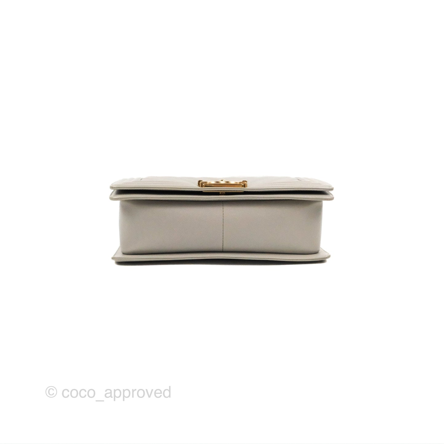 Chanel Medium Boy Chevron Grey Caviar Gold Hardware