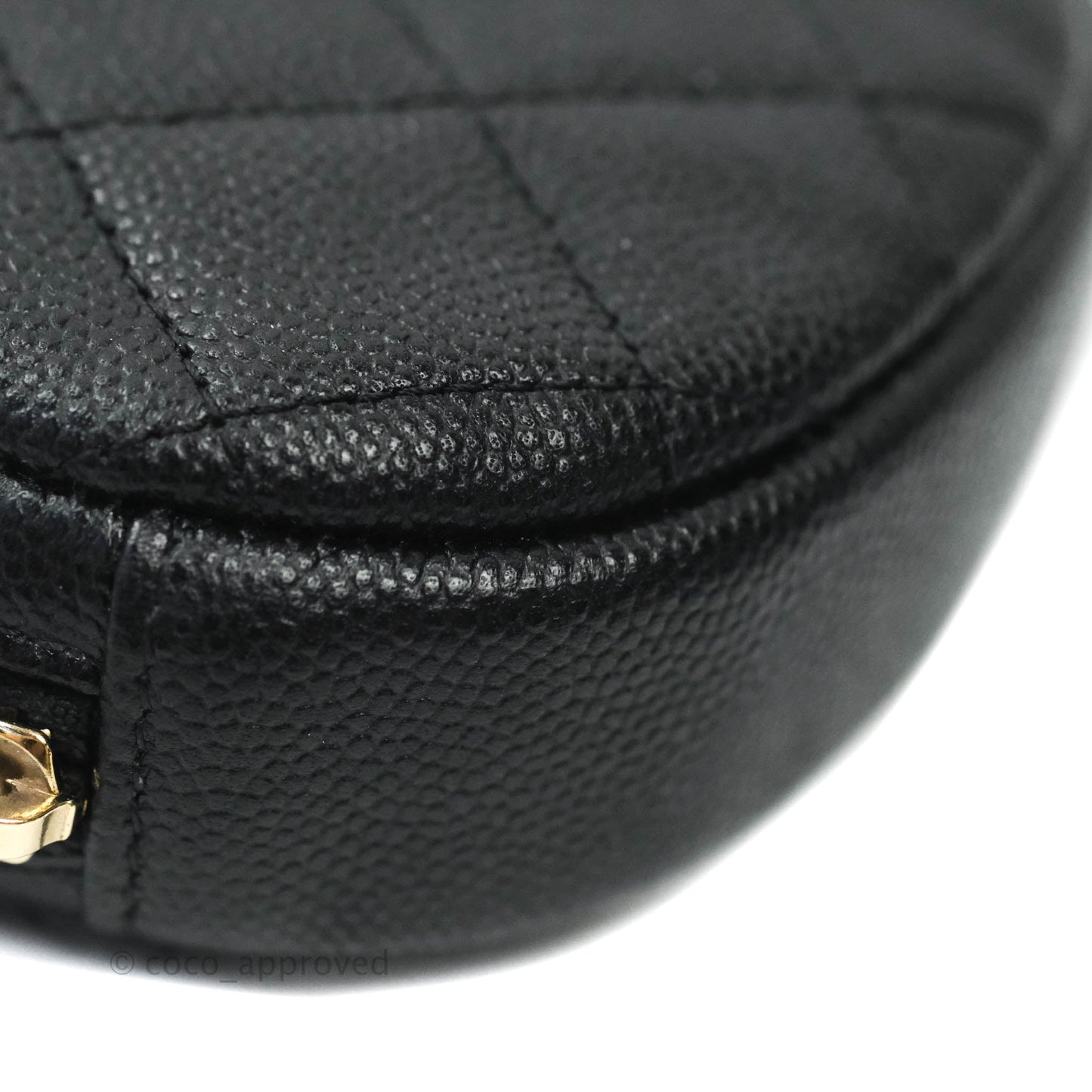 Chanel CC Round Coin Purse Black Caviar Gold Hardware