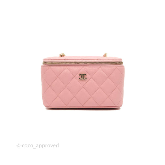 Chanel Classic Vanity with Chain Pink Caviar Gold Hardware