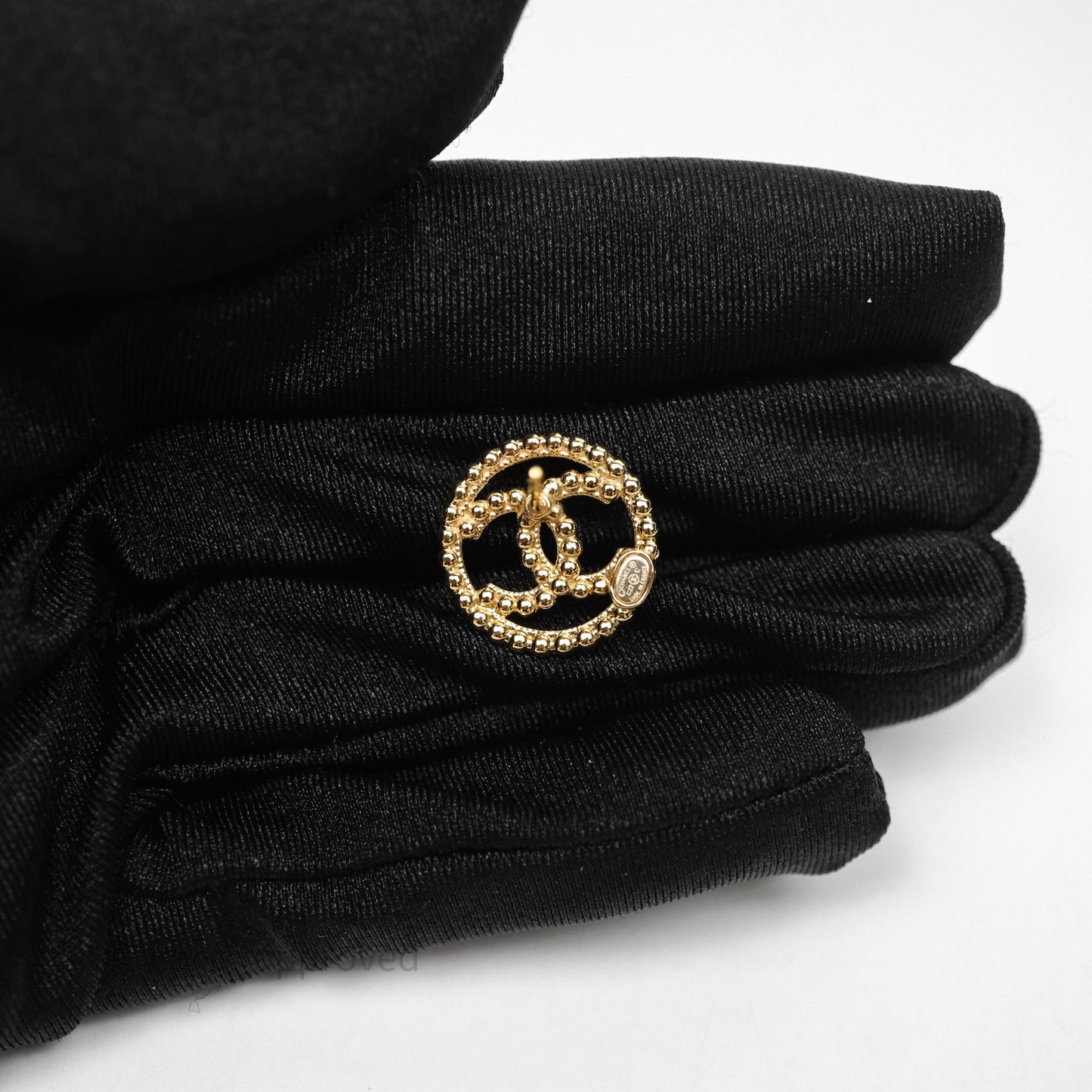 Chanel CC Round Metal Bead Earrings Gold Tone 22C