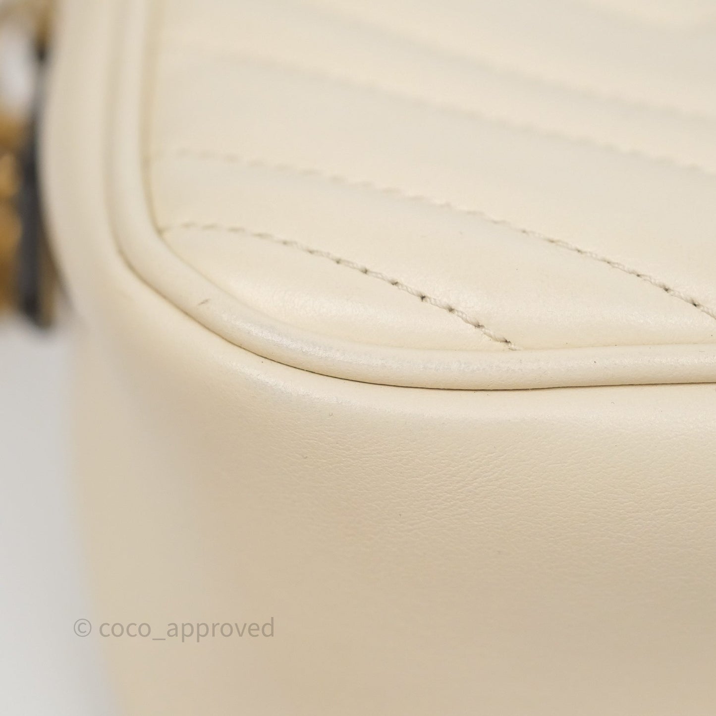 Gucci Small GG Marmont Camera Bag White Calfskin Gold Hardware
