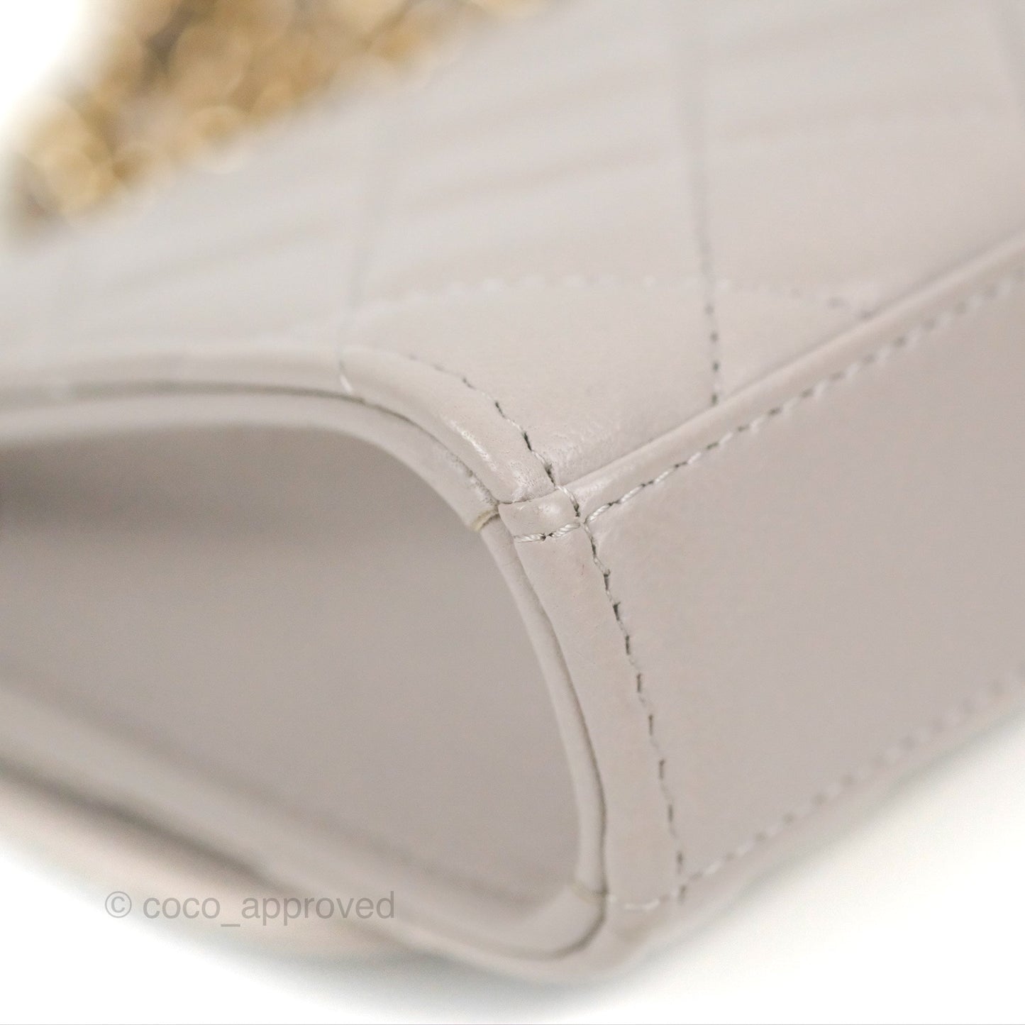 Chanel Mini Quilted Trendy CC Clutch With Chain Light Grey Lambskin Gold Hardware