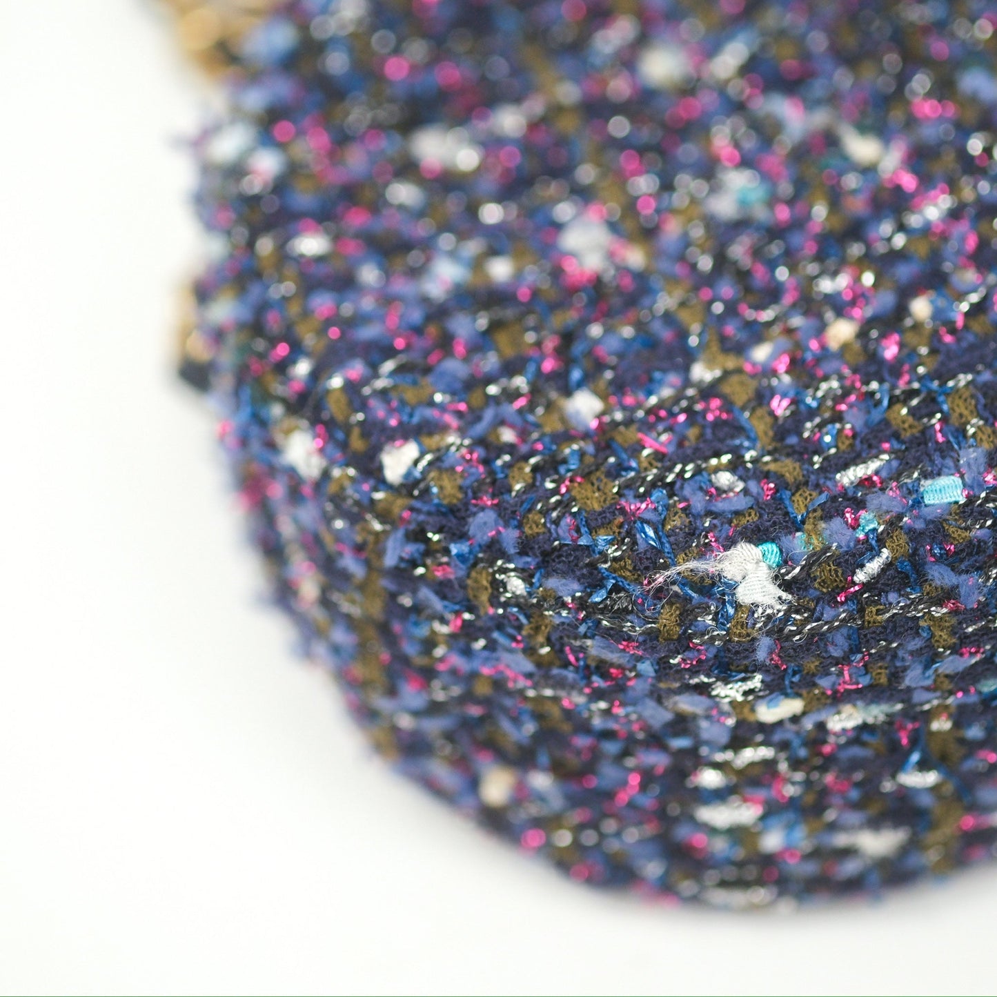 Chanel Classic Quilted Round Clutch With Chain Navy Tweed Gold Hardware