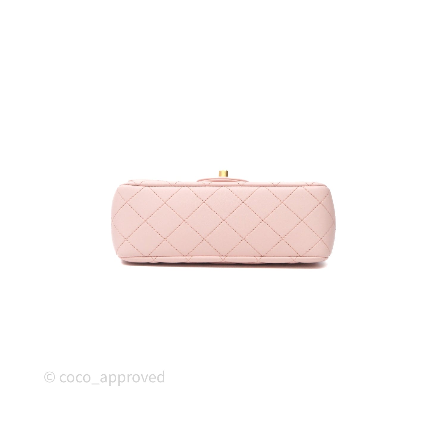 Chanel Mini Rectangular Pearl Crush Baby Pink Lambskin Aged Gold Hardware