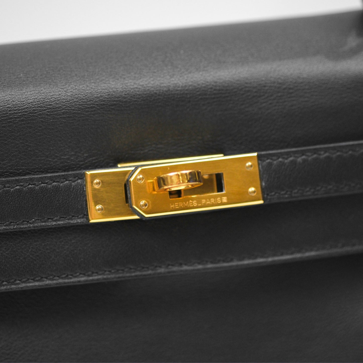 Hermès Retourne Kelly 25 Black Noir 89 Swift Gold Hardware