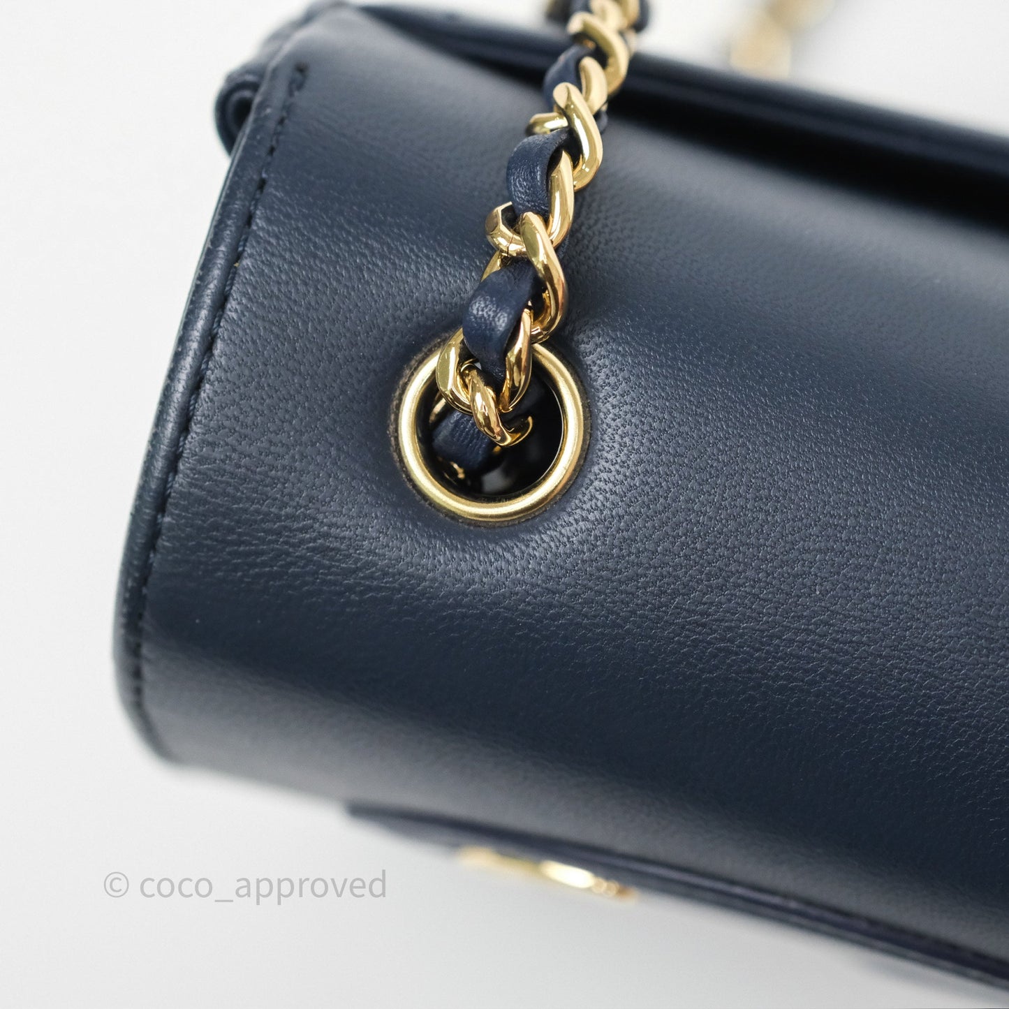 Chanel CC Mania Flap Bag Navy Lambskin Gold Hardware
