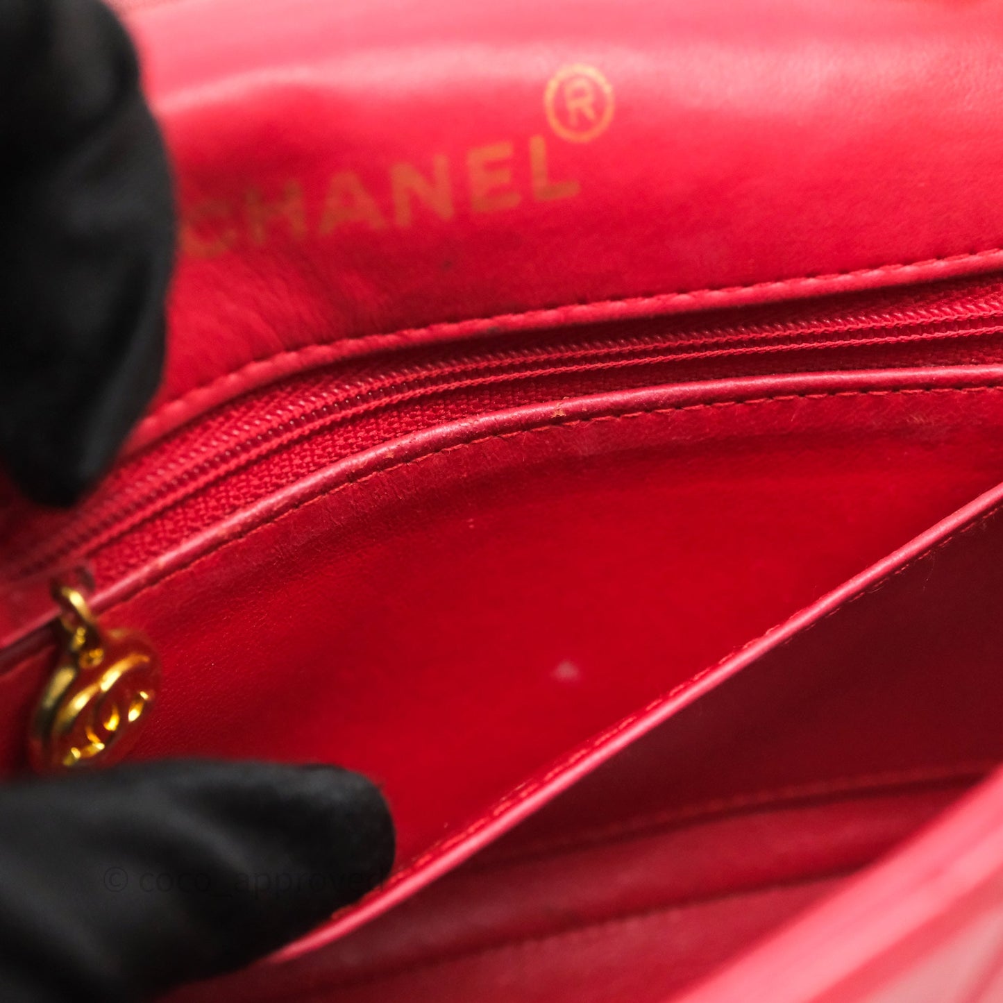 Chanel Vintage Mini Bijoux Chain Flap Bag Red Gold Hardware