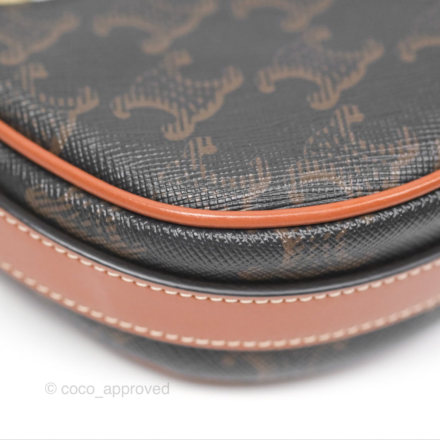 Celine Mini Ava Bag In Triomphe Canvas Calfskin Tan