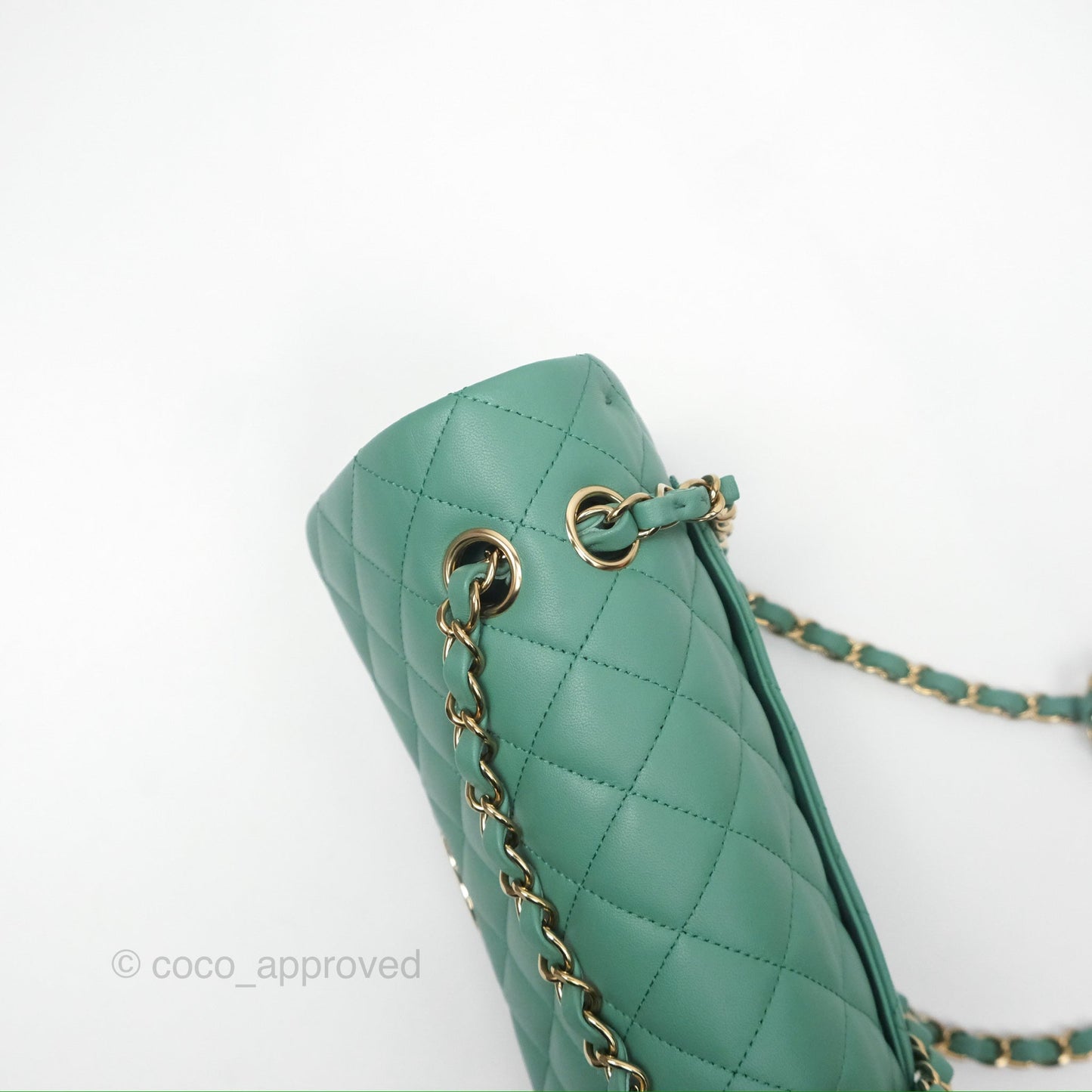 Chanel Small S/M Classic Flap Green Lambskin Gold Hardware
