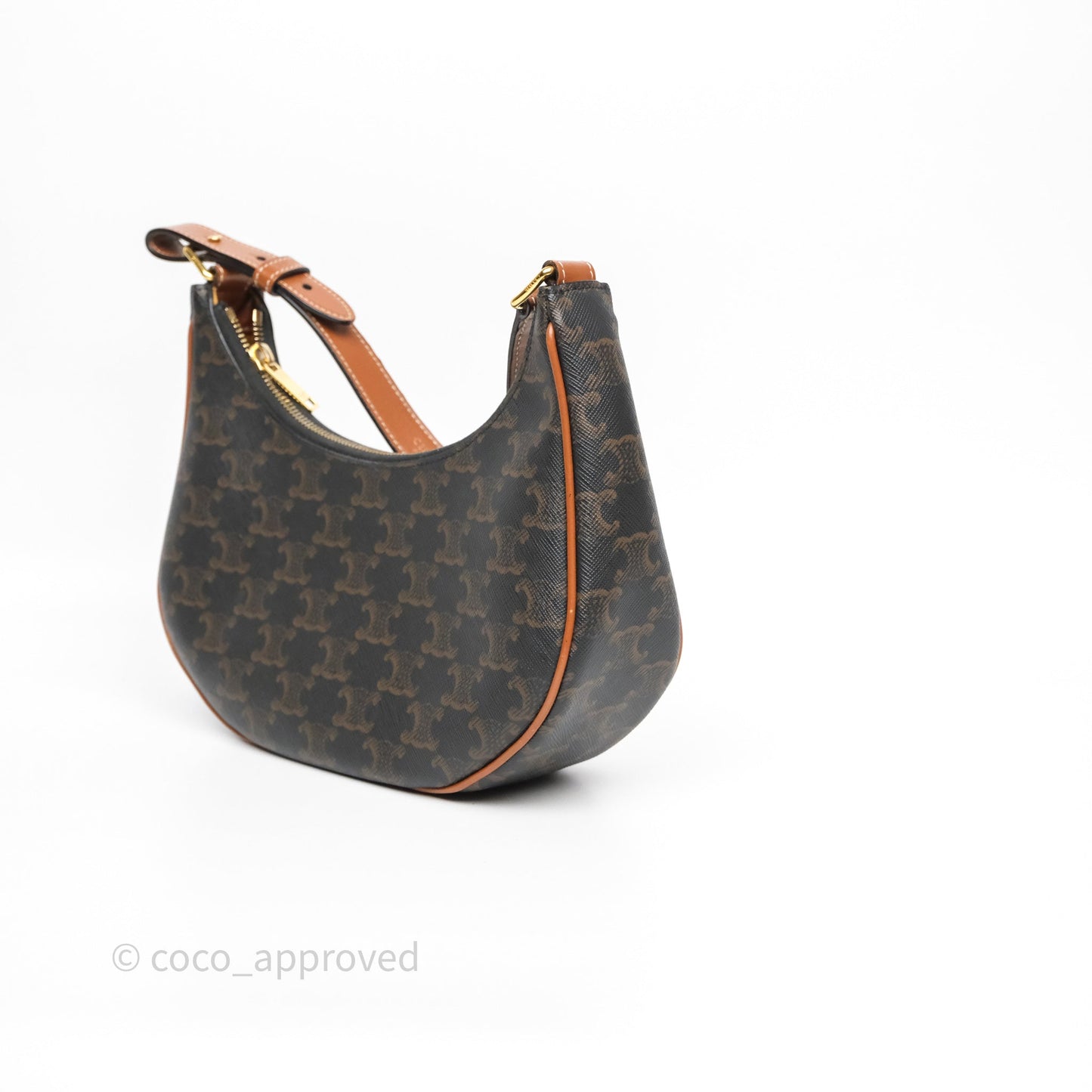 Celine Medium Ava Bag In Triomphe Canvas Calfskin Tan