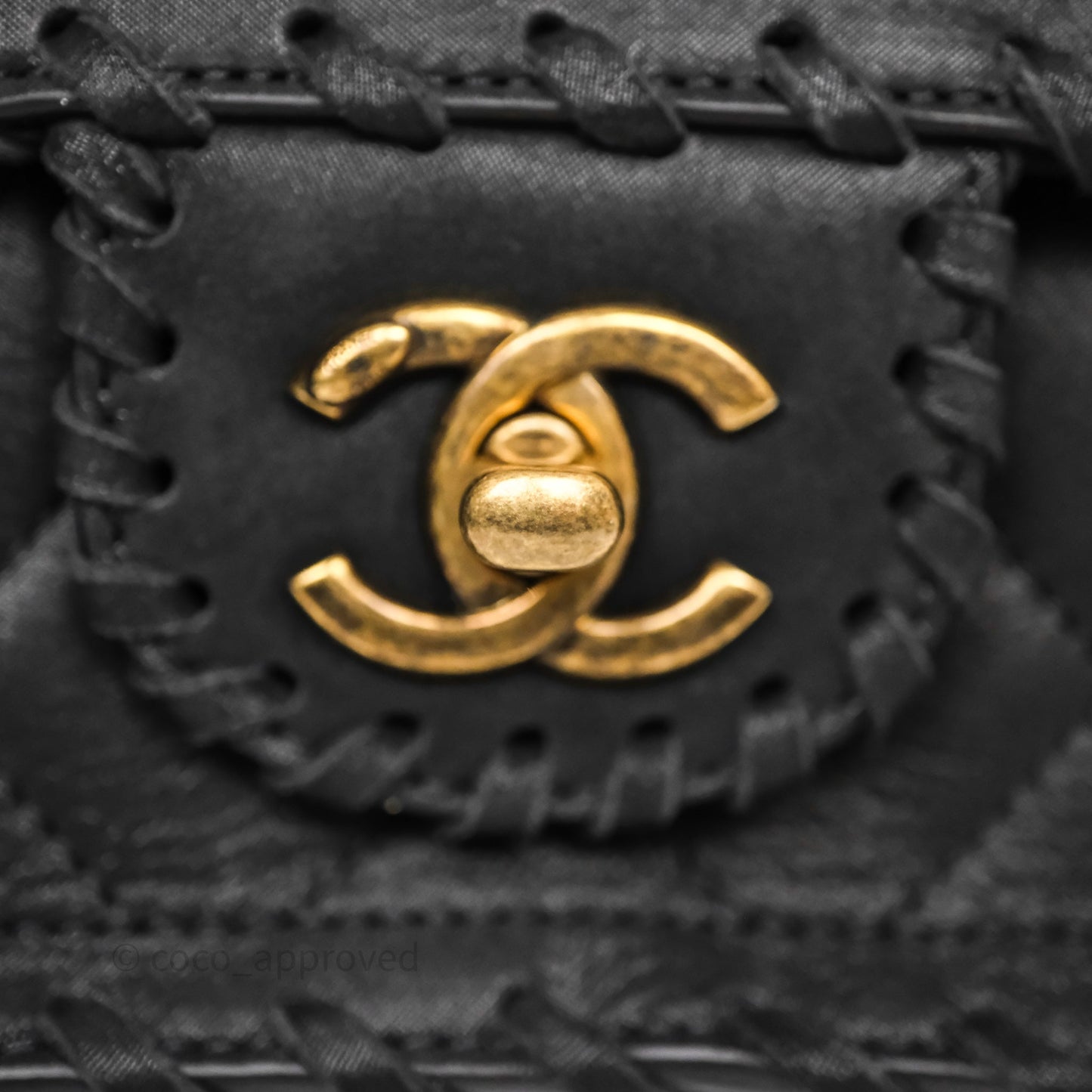 Chanel Braided Flap Bag Black Nubuck Aged Gold Hardware