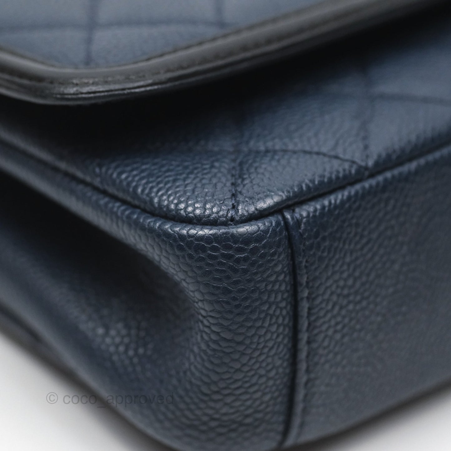Chanel Small CC Filigree Flap Quilted Navy Black Caviar Aged Gold Hardware