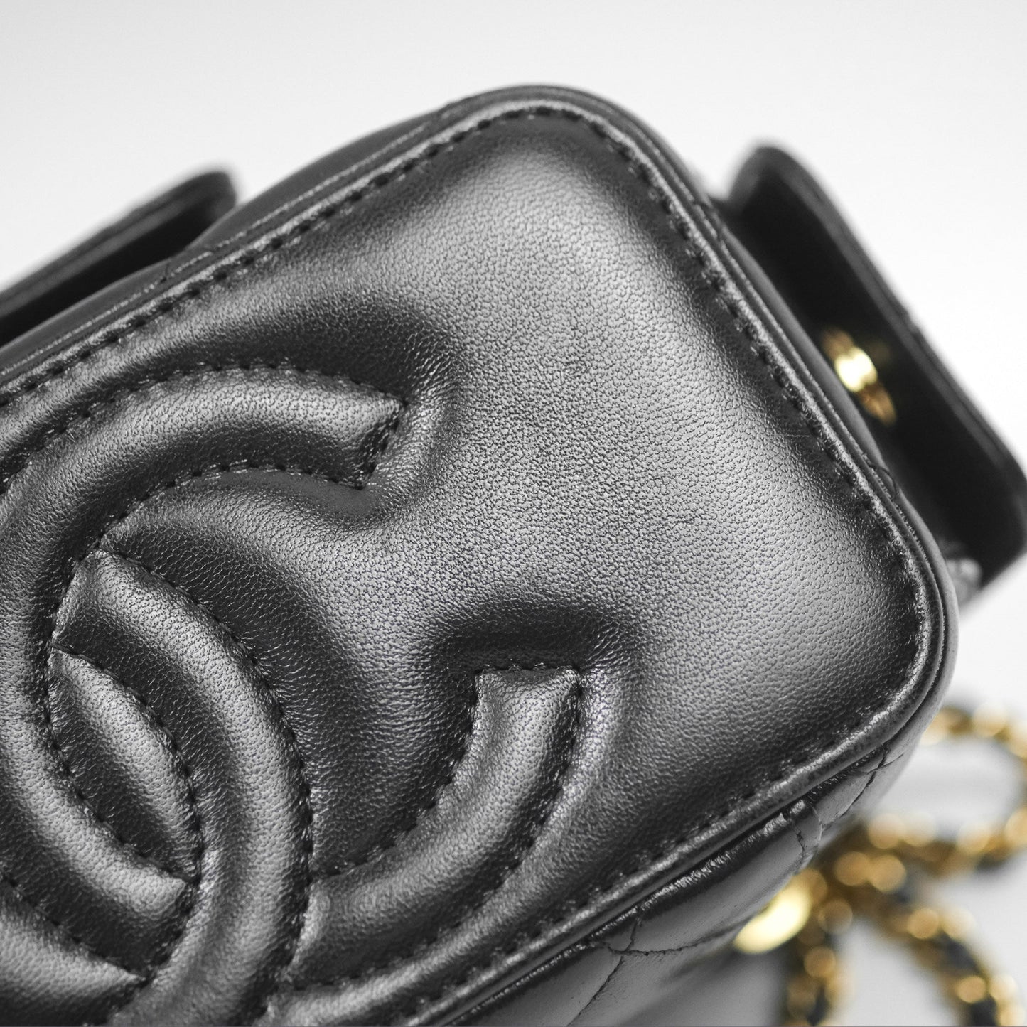 Chanel Cargo Pocket Top Handle Vanity with Chain Black Shiny Lambskin Gold Hardware 22K