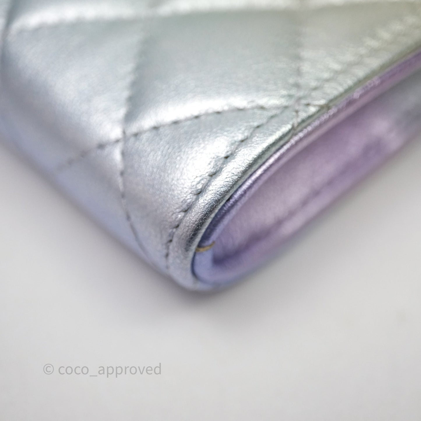 Chanel Classic Quilted Metallic Rainbow Lambskin Phone Holder Rainbow Hardware