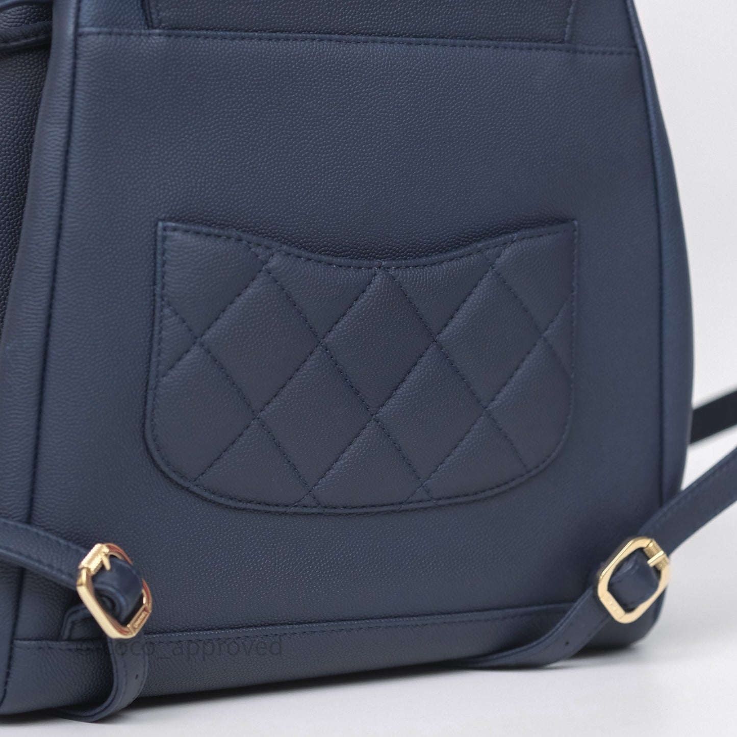 Chanel Quilted Business Affinity Backpack Navy Caviar Gold Hardware