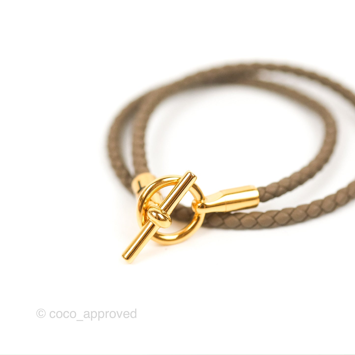 Hermes Glenan Double Tour Bracelet Étoupe Gold Hardware