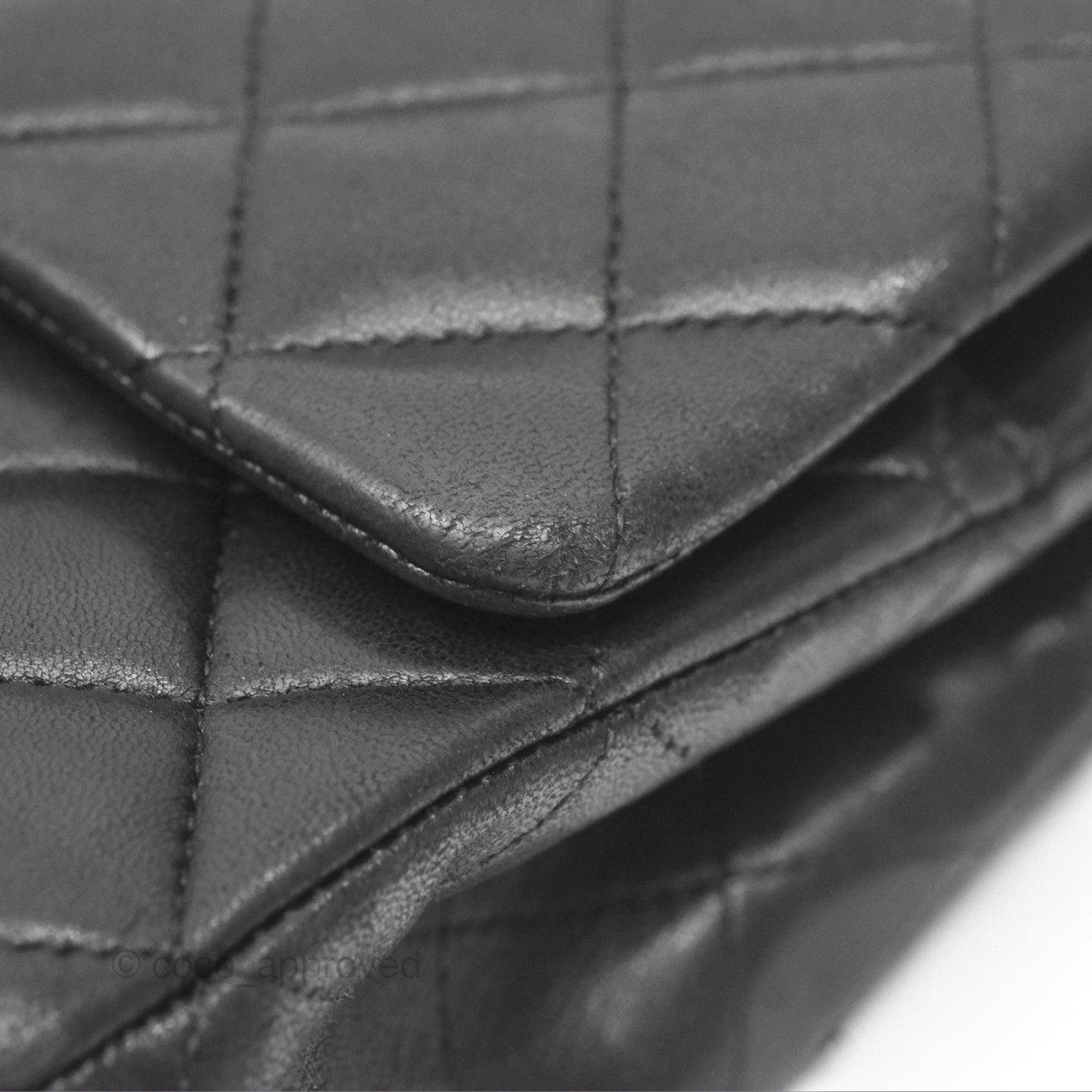 Chanel Classic M/L Medium Flap Quilted Black Lambskin Silver Hardware